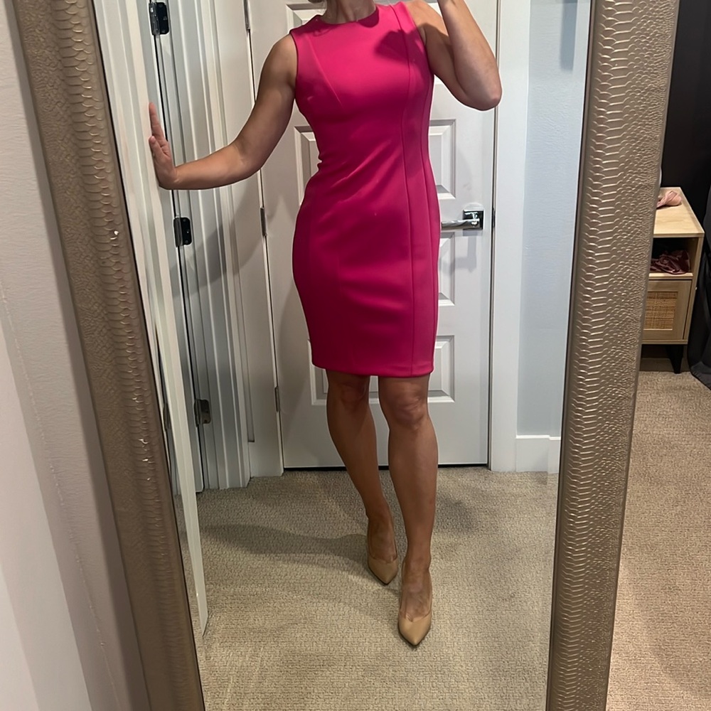 Calvin Klein size 8 hot pink fitted dress.  Worn once.